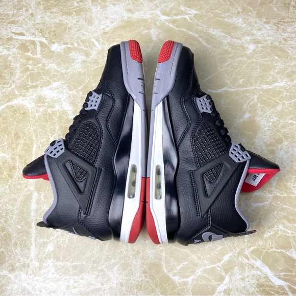 Jordan 4 Retro Bred Reimagined -Men's Black/ Gray Sneakers Shoes - Picture 5 of 10